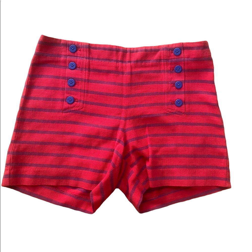 Women's Talbots Red Blue Stripe Button Front Sailor Shorts Size: 8